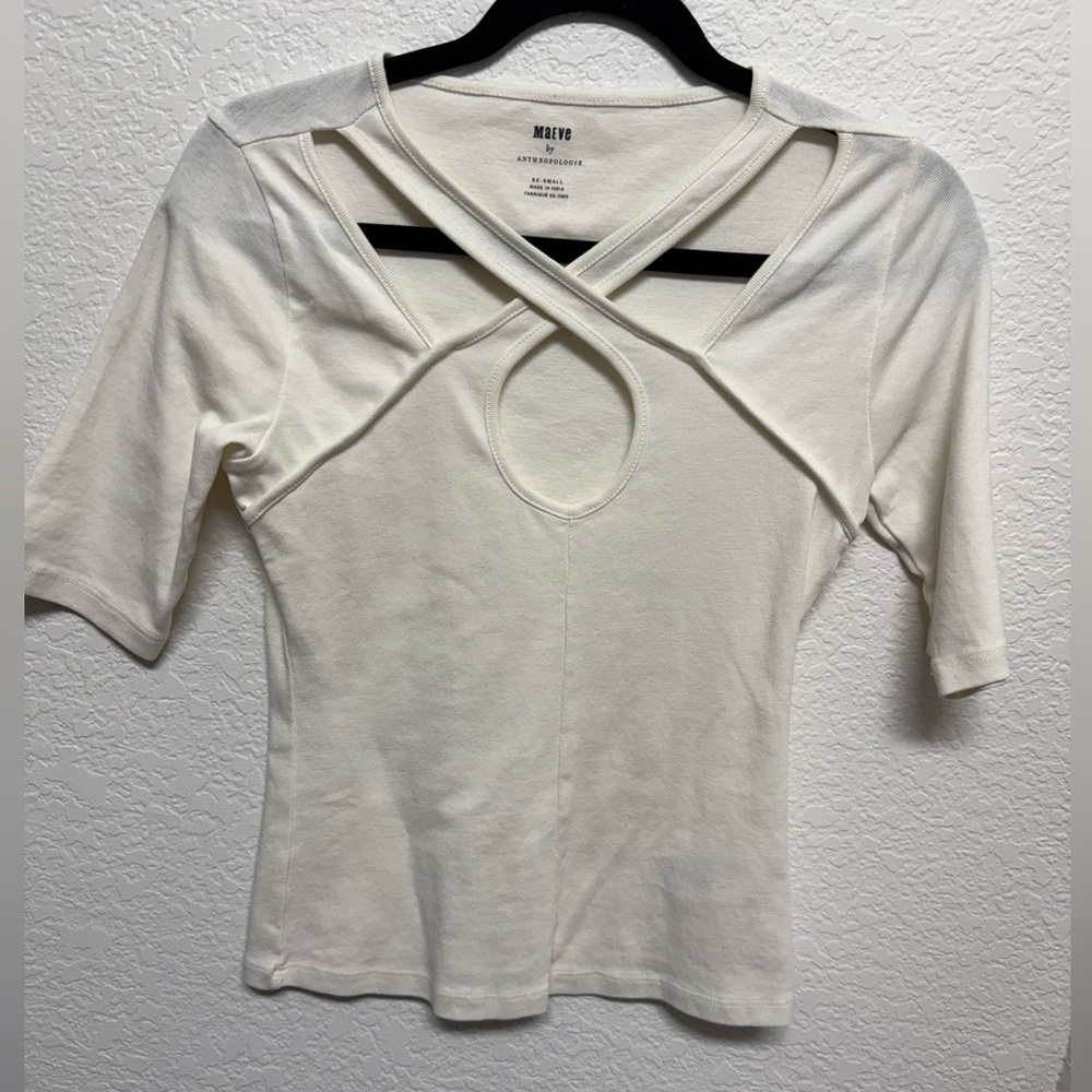 Anthropologie White Crisscross Top